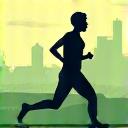 Icon of a person running outdoors, symbolizing exercise prescription tailored to genetics and climate.